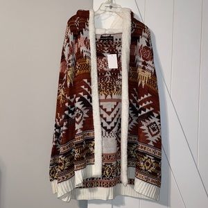 Multi Color Fuzzy White Shawl With Hood Never Used